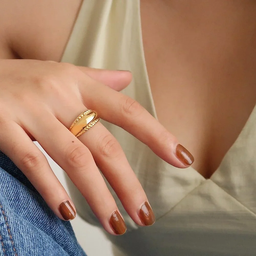 NEW 18K Gold Plated Braided Wide Curve Ring